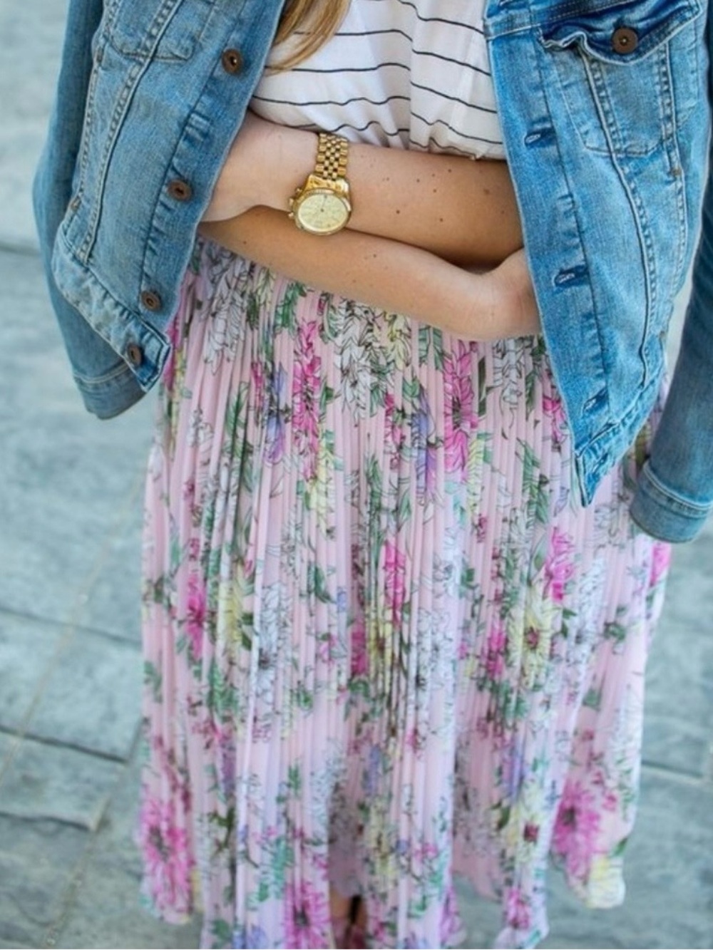 H&M Floral Pleated Skirt